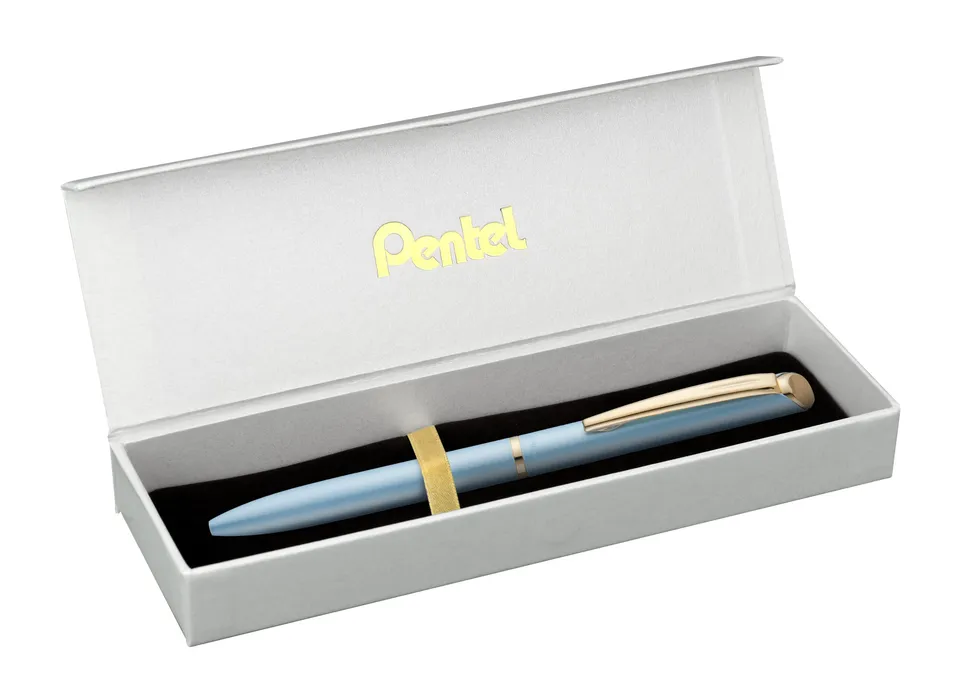 pentel-energel-bl2007p-roller-gel-0-7-mm-corps-m-tal-bleu-ciel-pastel-et-or-coff image 1
