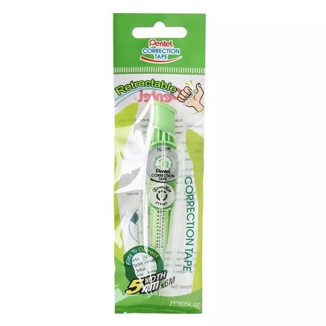 pentel-correction-tape-ztt605-ruban-correcteur-5-mm-x-6-m-vert-transparent image 1