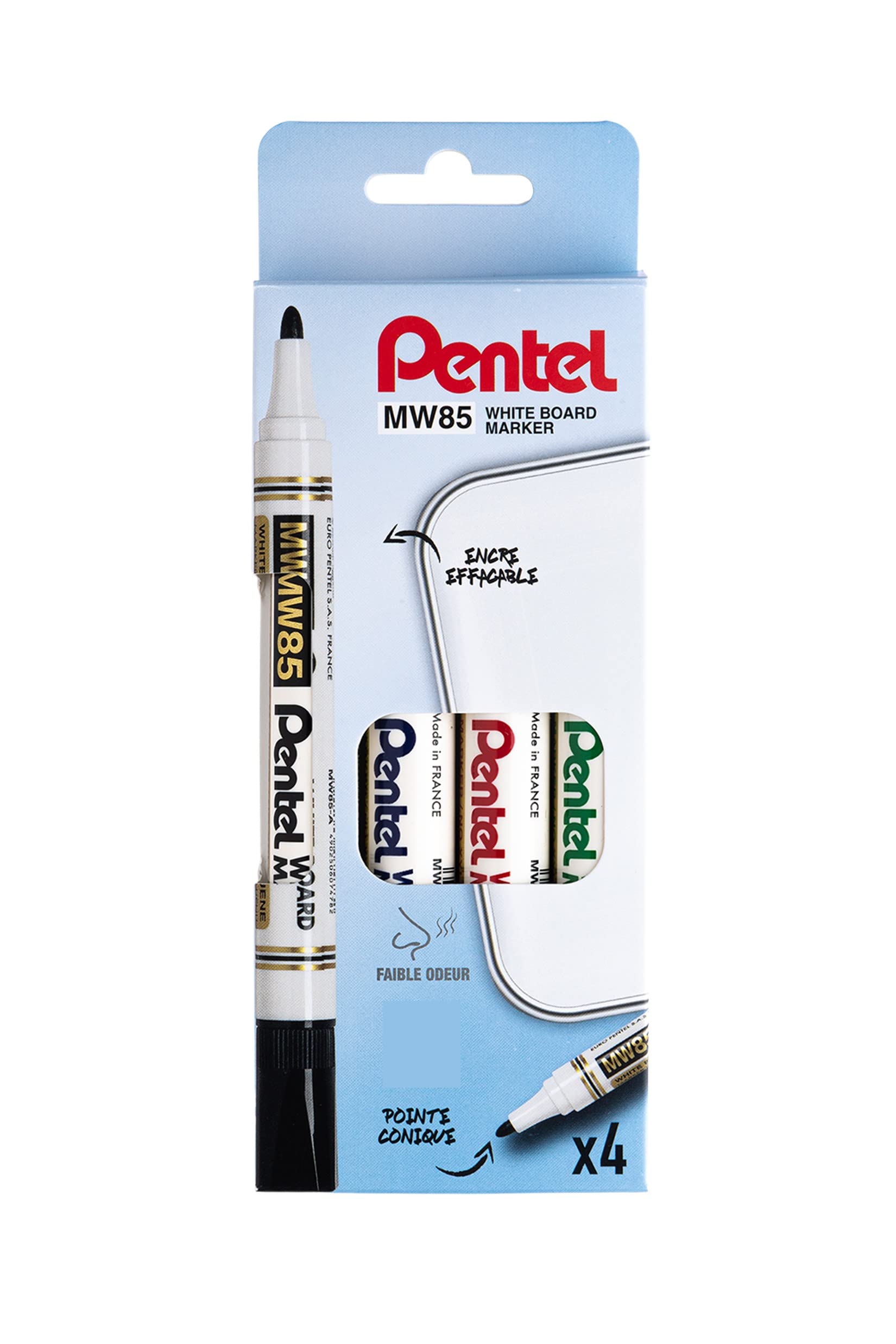 pentel-mw85-b-white-marker-lot-de-12-marqueurs-tableau-blanc-4-5-mm-rouge image 6