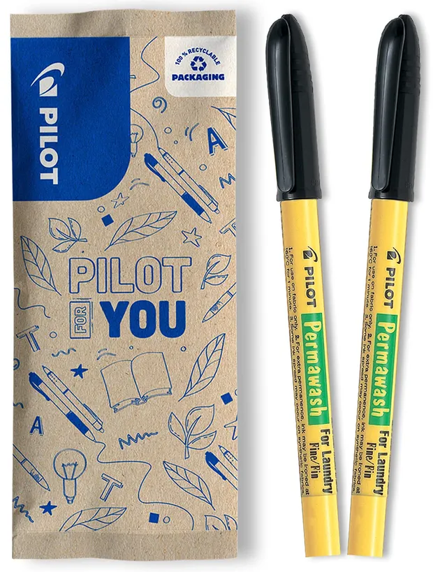 pilot-permawash-marqueur-textile-noir-pointe-fine-2-mm-lot-de-2 image 1