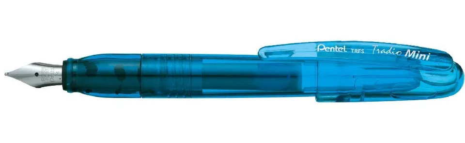 pentel-tradio-mini-stylo-plume-bleu-translucide-encre-bleue-lot-de-12 image 1