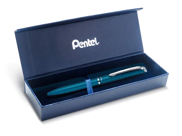 pentel-energel-bl2007-roller-gel-r-tractable-0-7-mm-corps-m-tal-turquoise-mat-co image 1