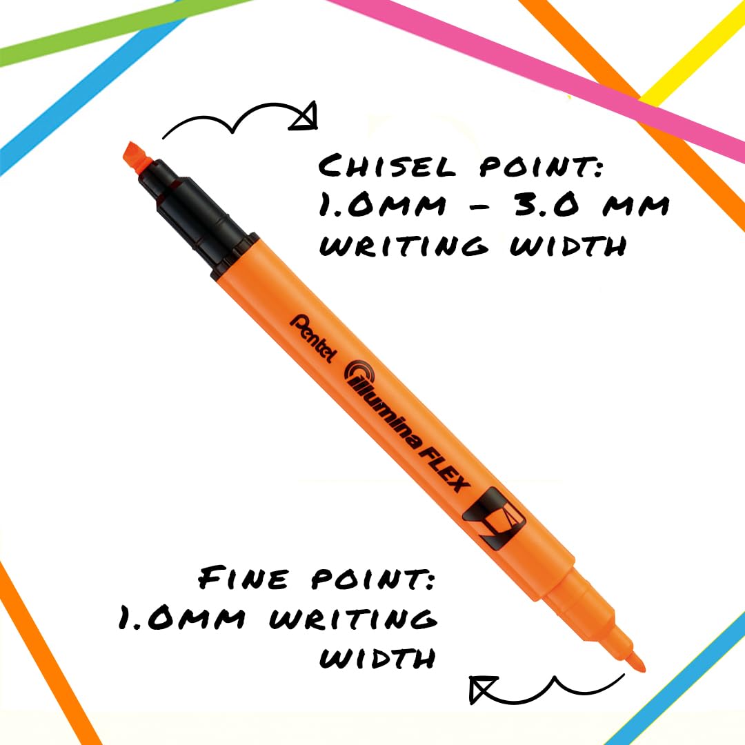 pentel-twin-checker-slw8-lot-de-12-surligneurs-bi-pointe-jaune-et-bleu-encre-flu image 3