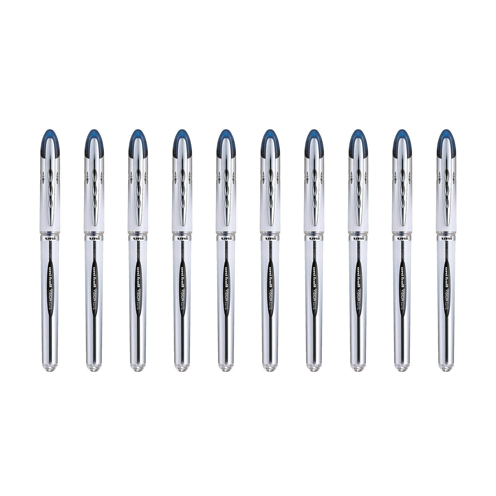 uni-ball-vision-elite-lot-de-10-rollers-encre-liquide-0-8-mm-bleu image 1