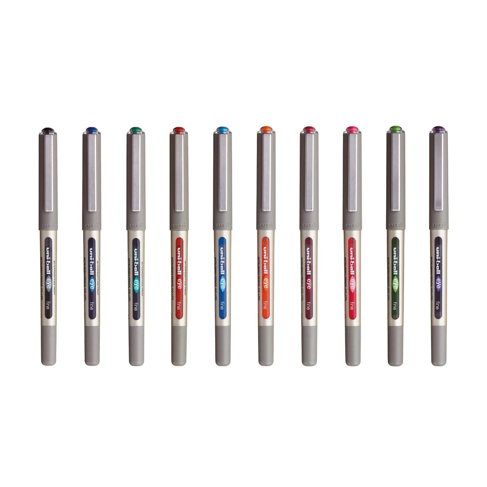 uni-ball-eye-roller-encre-liquide-0-7-mm-multicolore-lot-de-10 image 1
