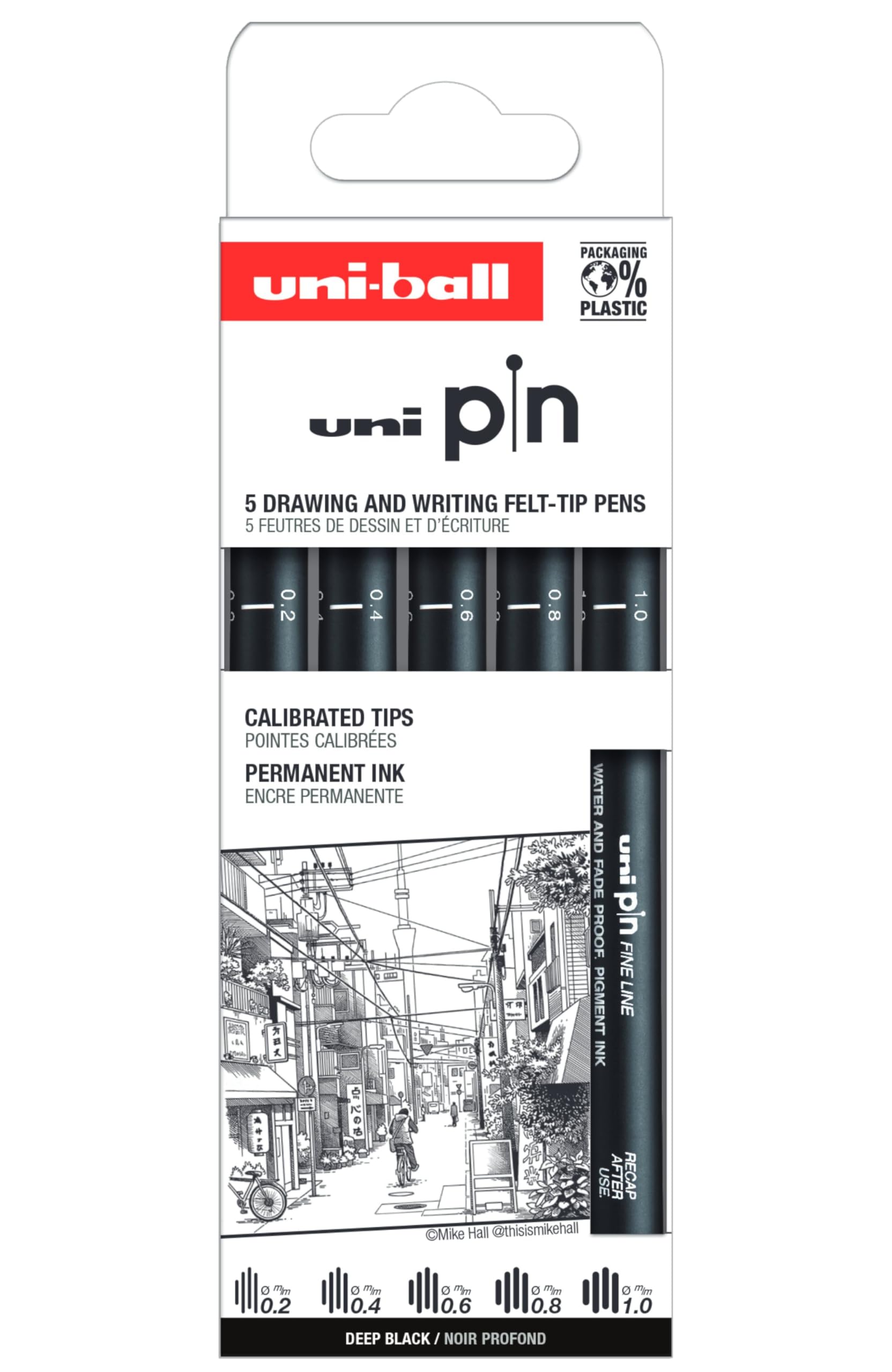 uni-ball-pin-feutre-calibr-noir-pochette-de-5-pointes-0-2-0-4-0-6-0-8-1-0-mm image 1