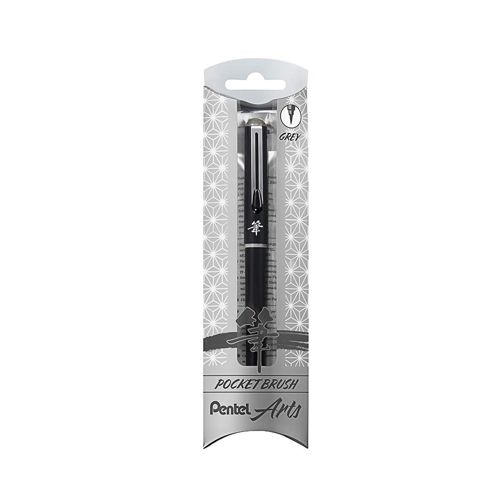 pentel-pocket-brush-gfkpn-stylo-pinceau-gris-4-cartouches image 2