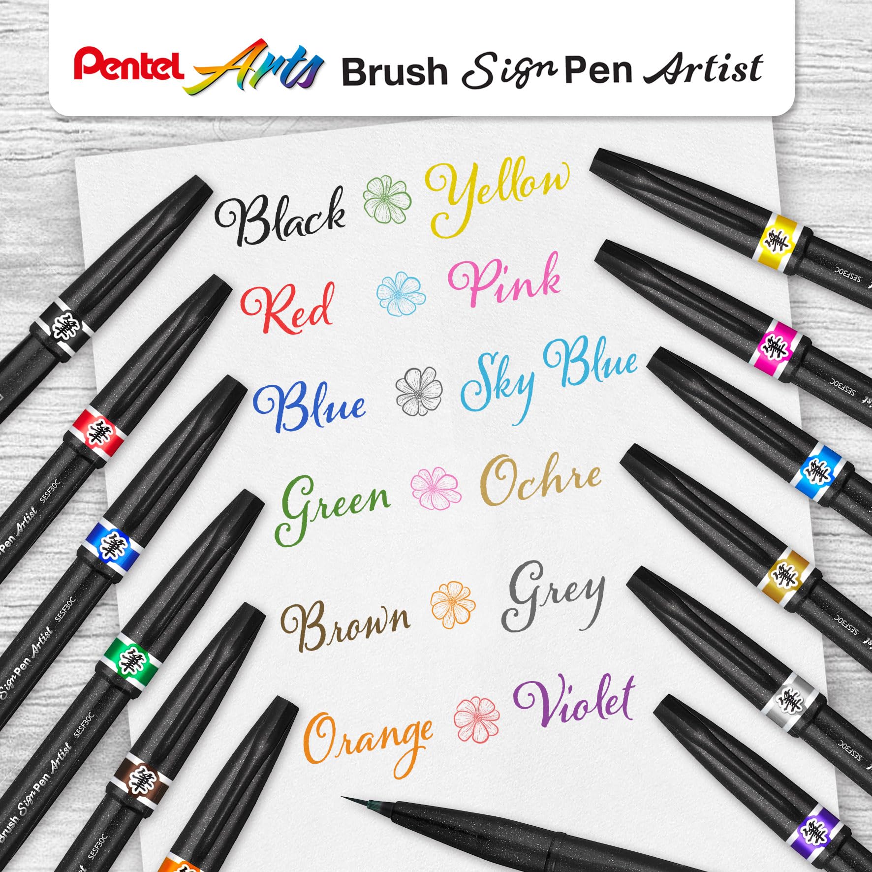 pentel-arts-brush-sign-pen-artist-sesf30c-violet-lot-de-12-feutres-pinceaux-extr image 4
