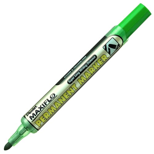 pentel-maxiflo-lot-de-12-marqueurs-permanents-vert-pointe-conique-4-5-mm image 2