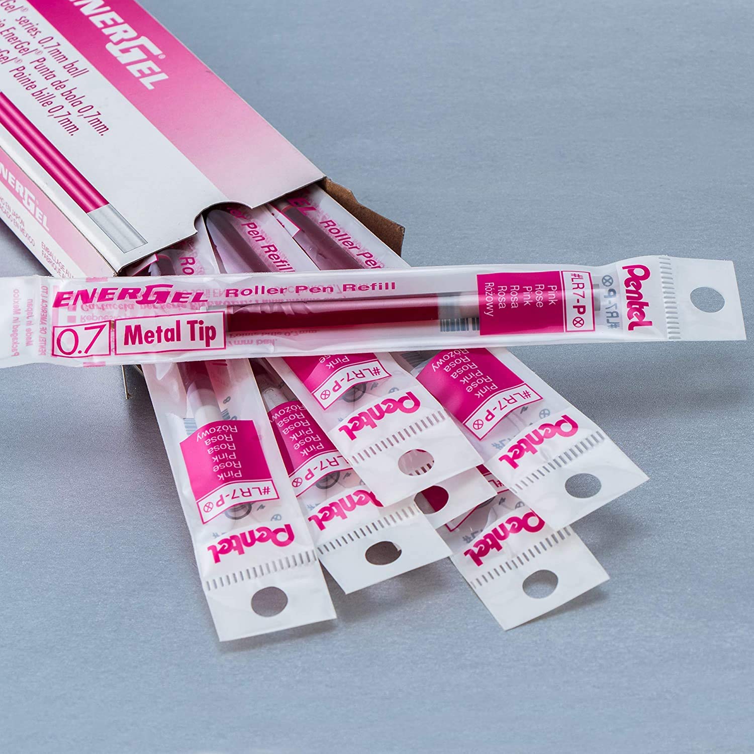 pentel-energel-lr7-lot-de-12-recharges-roller-0-7-mm-rose image 3
