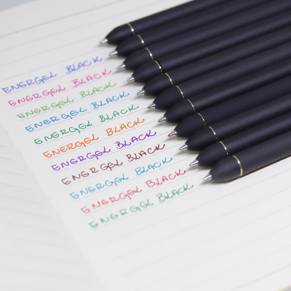 pentel-energel-stylo-roller-r-tractable-0-7-mm-marron-corps-noir-mat image 6