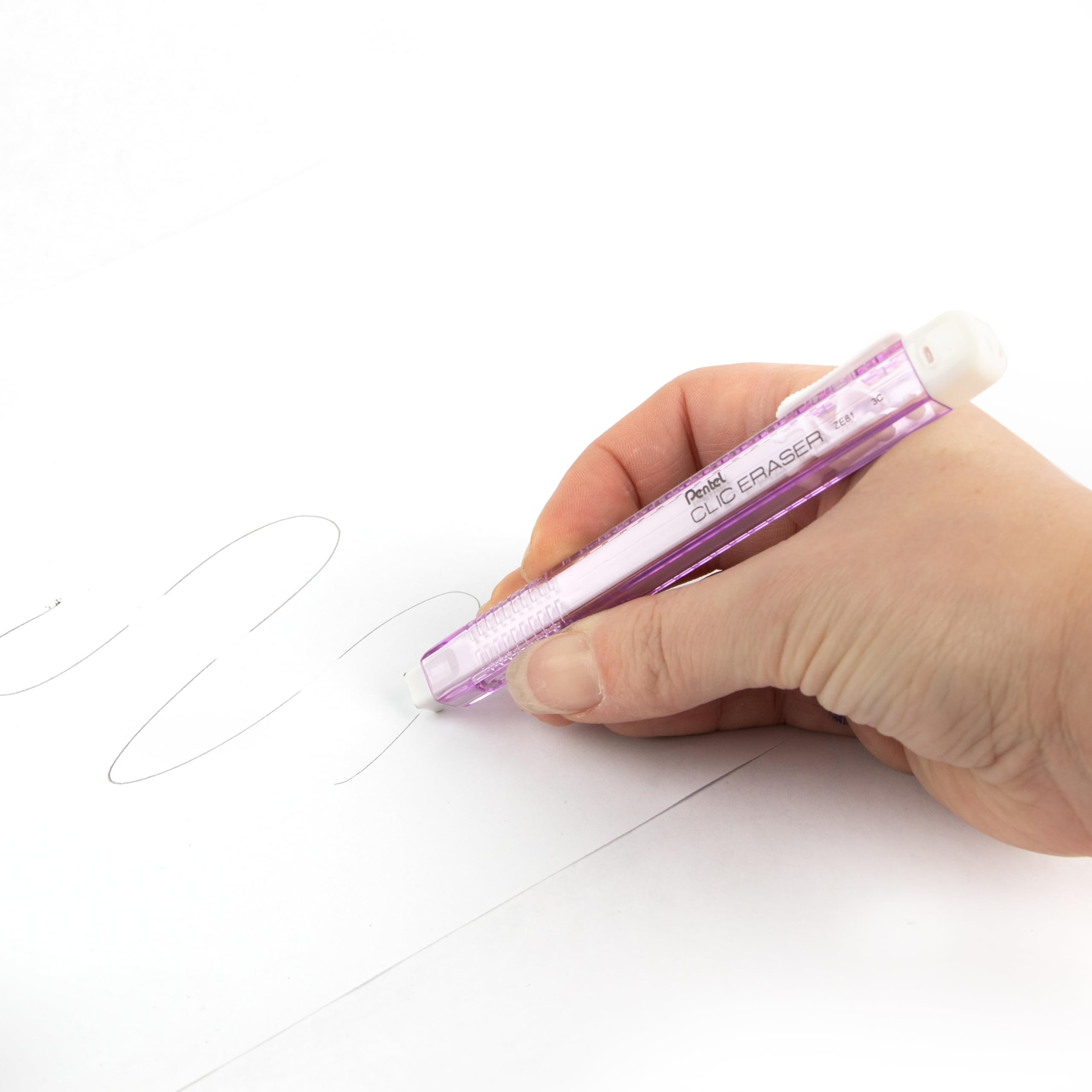 pentel-clic-eraser-ze81-stylo-gomme-rectangulaire-rechargeable-violet-transparen image 5