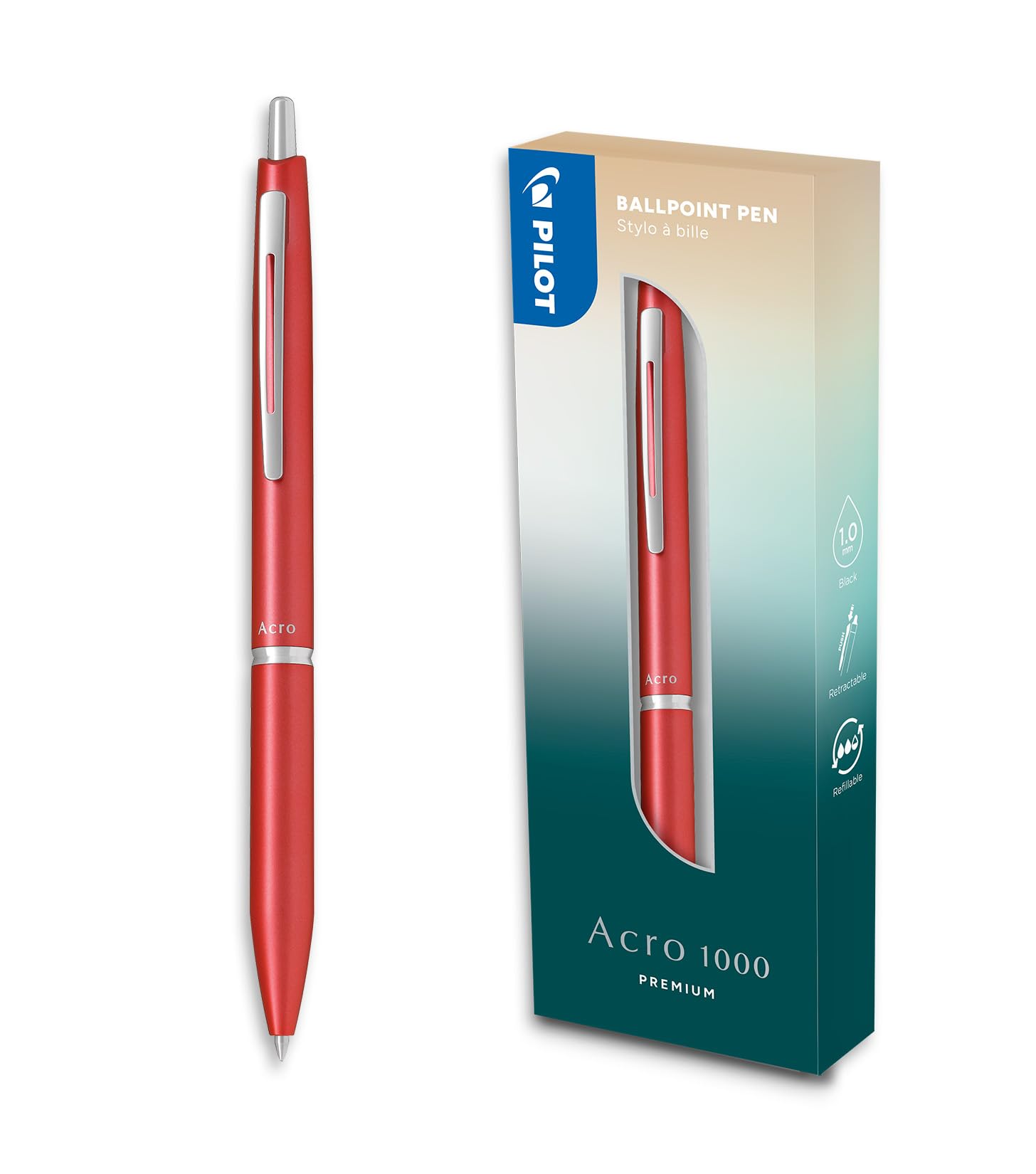 pilot-acro-1000-stylo-bille-premium-r-tractable-bleu-ciel-en-coffret-encre-noire image 5