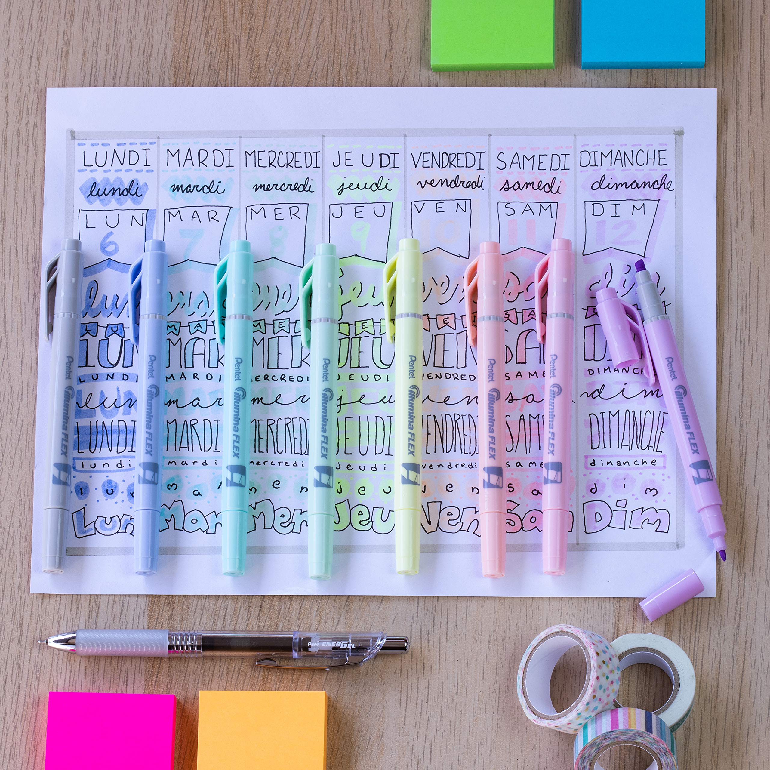 pentel-illumina-flex-slw11p-surligneur-bi-pointe-pastel-rose-lot-de-10 image 7