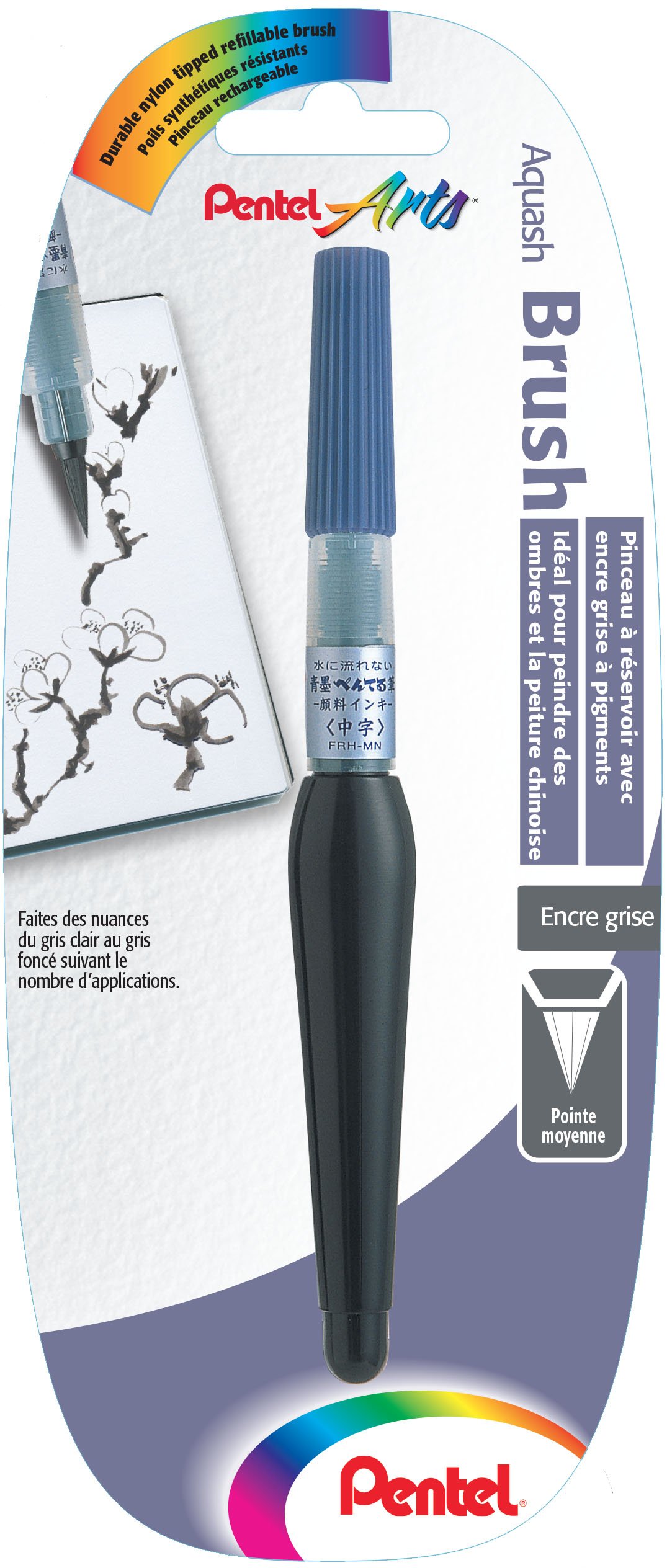 pentel-art-brush-frh-pinceau-r-serve-d-encre-grise-10-ml-pointe-moyenne image 1