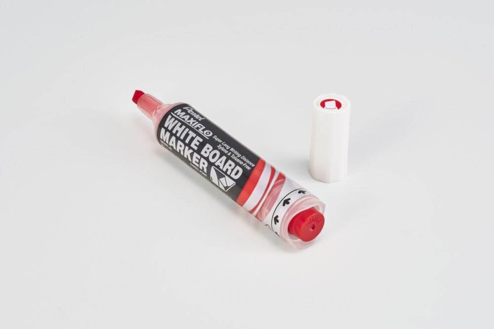 pentel-maxiflo-mwl6-lot-de-12-marqueurs-tableau-blanc-pointe-biseaut-e-large-rou image 4