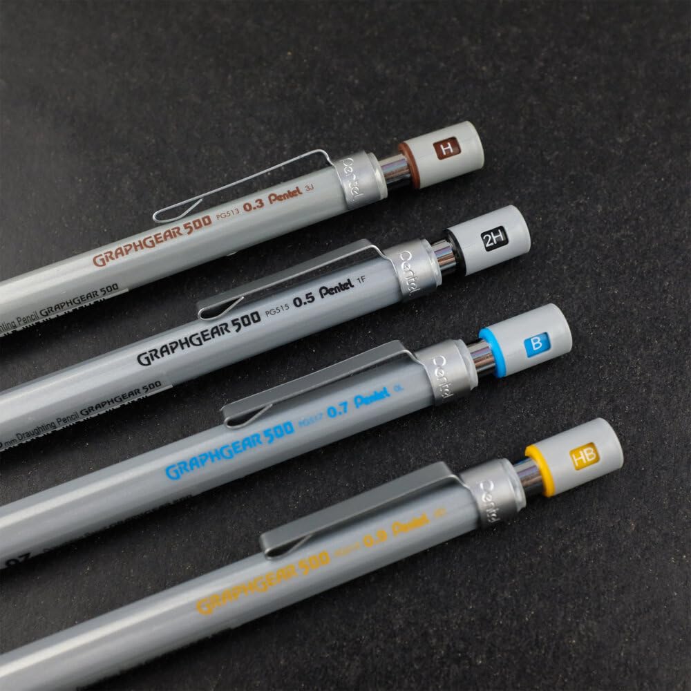 pentel-graphgear-500-porte-mine-0-5-mm-gris-lot-de-12 image 3