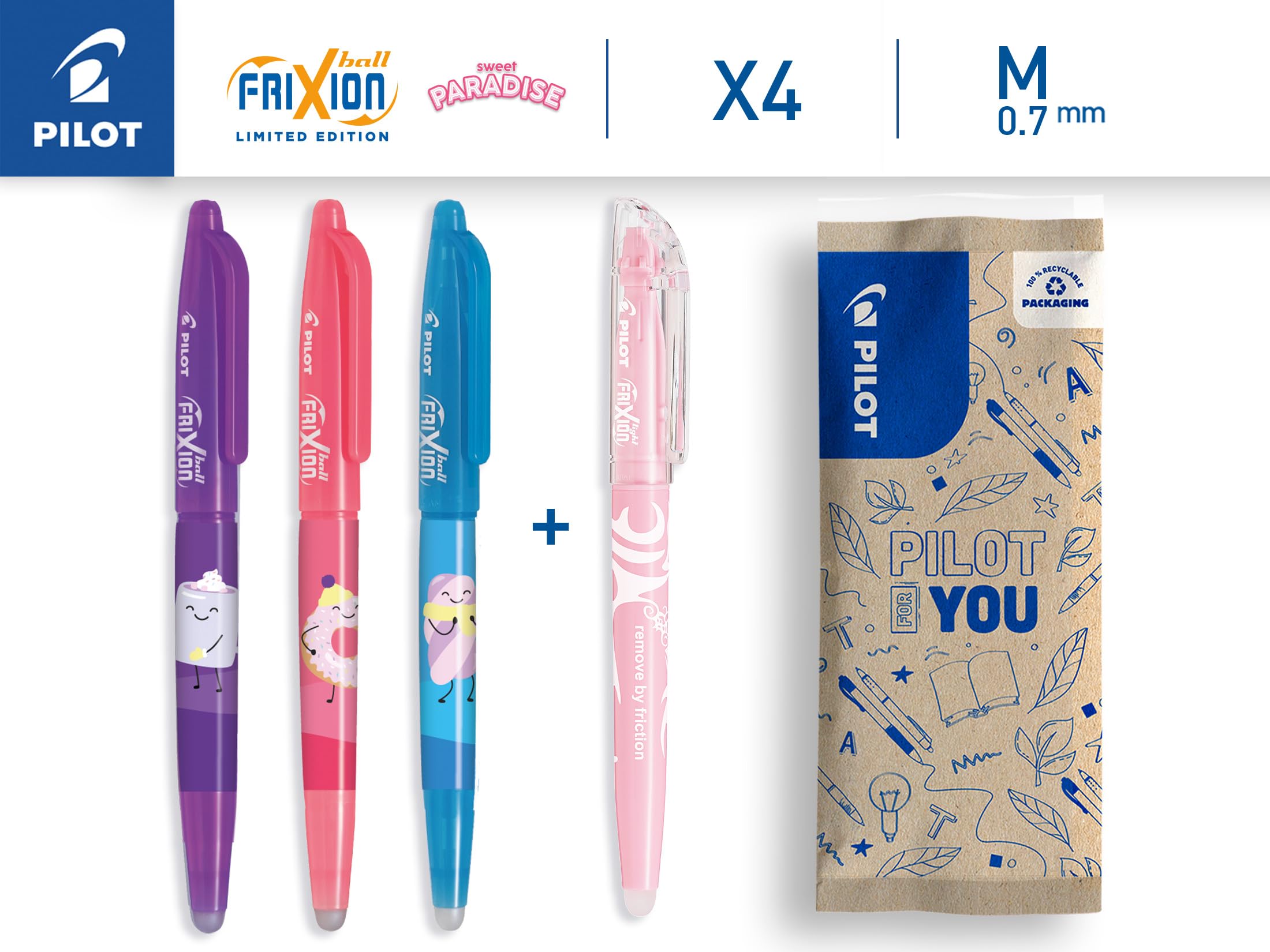pilot-frixion-ball-light-dition-sweet-paradise-lot-3-rollers-effa-ables-1-surlig image 2