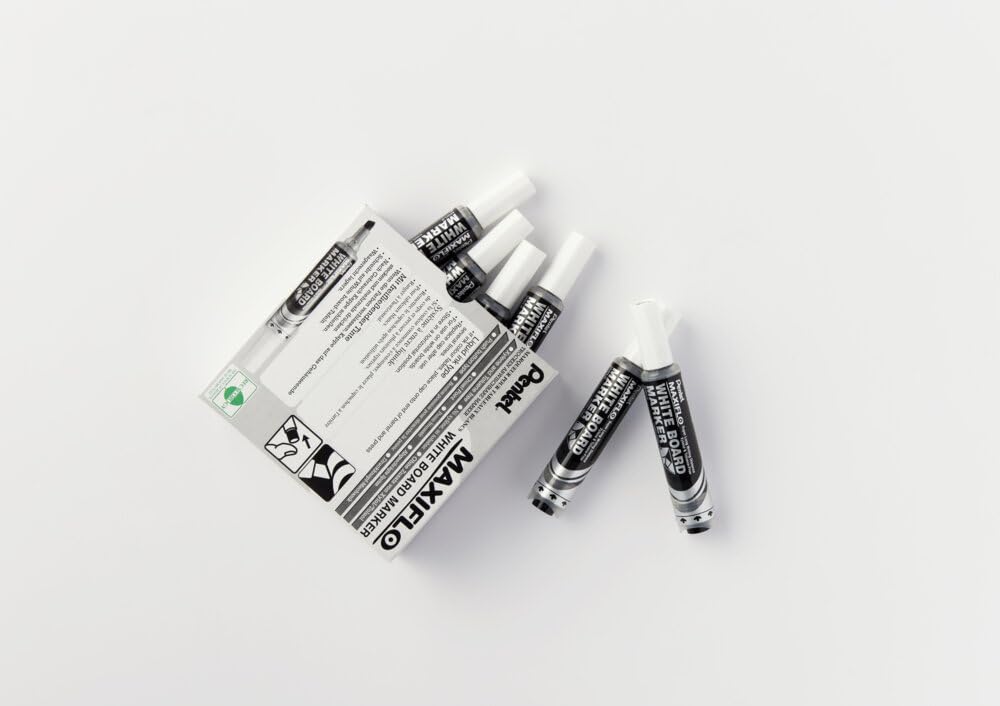 pentel-maxiflo-mwl6-ao-marqueur-tableau-blanc-noir-pointe-biseaut-e-lot-de-12 image 3