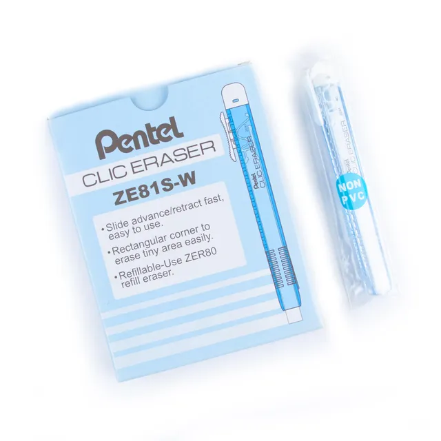 pentel-clic-eraser-ze81-stylo-gomme-rectangulaire-rechargeable-corps-bleu-ciel-t image 1
