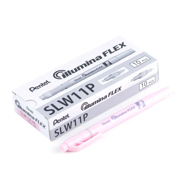 pentel-illumina-flex-slw11p-surligneur-bi-pointe-pastel-rose-lot-de-10 image 1