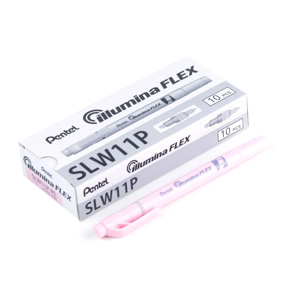 pentel-illumina-flex-slw11p-surligneur-bi-pointe-pastel-rose-lot-de-10 image 1