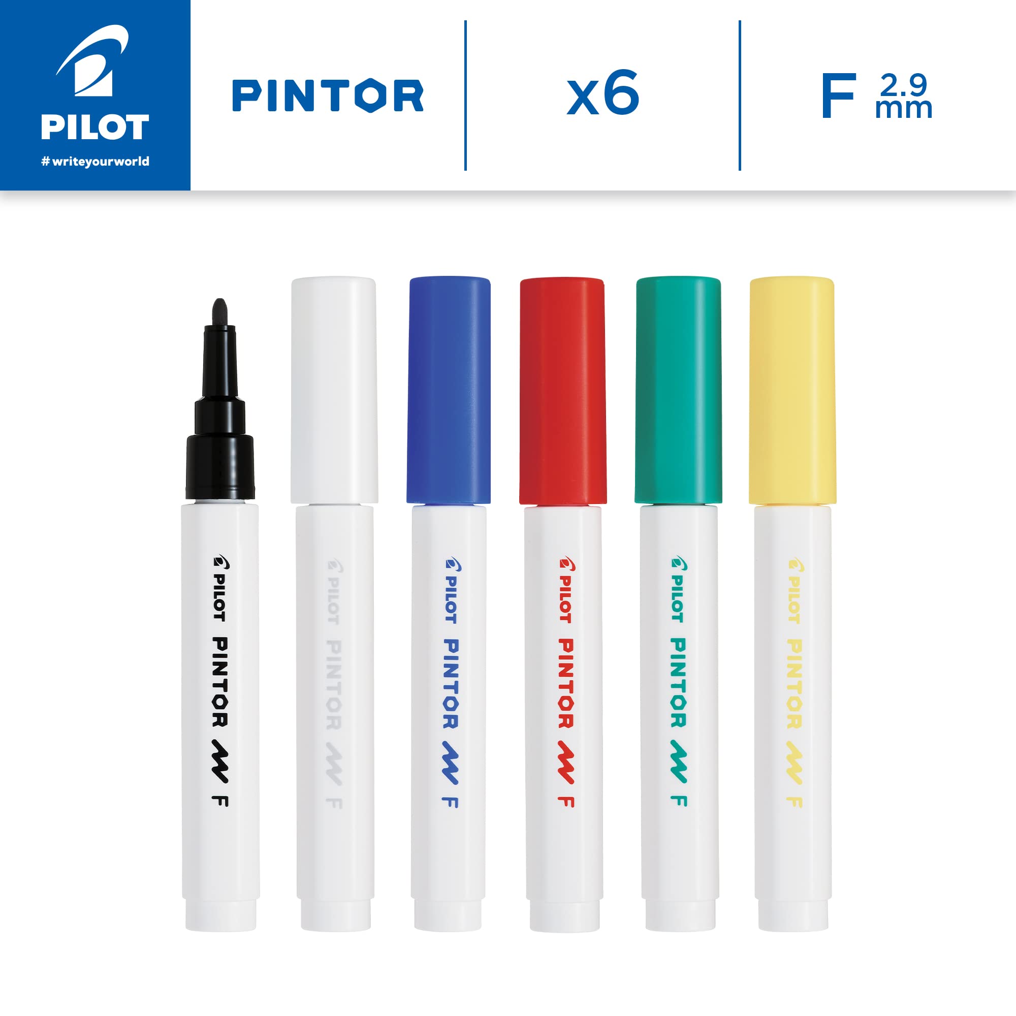 pilot-pintor-marqueur-peinture-pointe-fine-couleurs-classiques-pochette-de-6 image 2