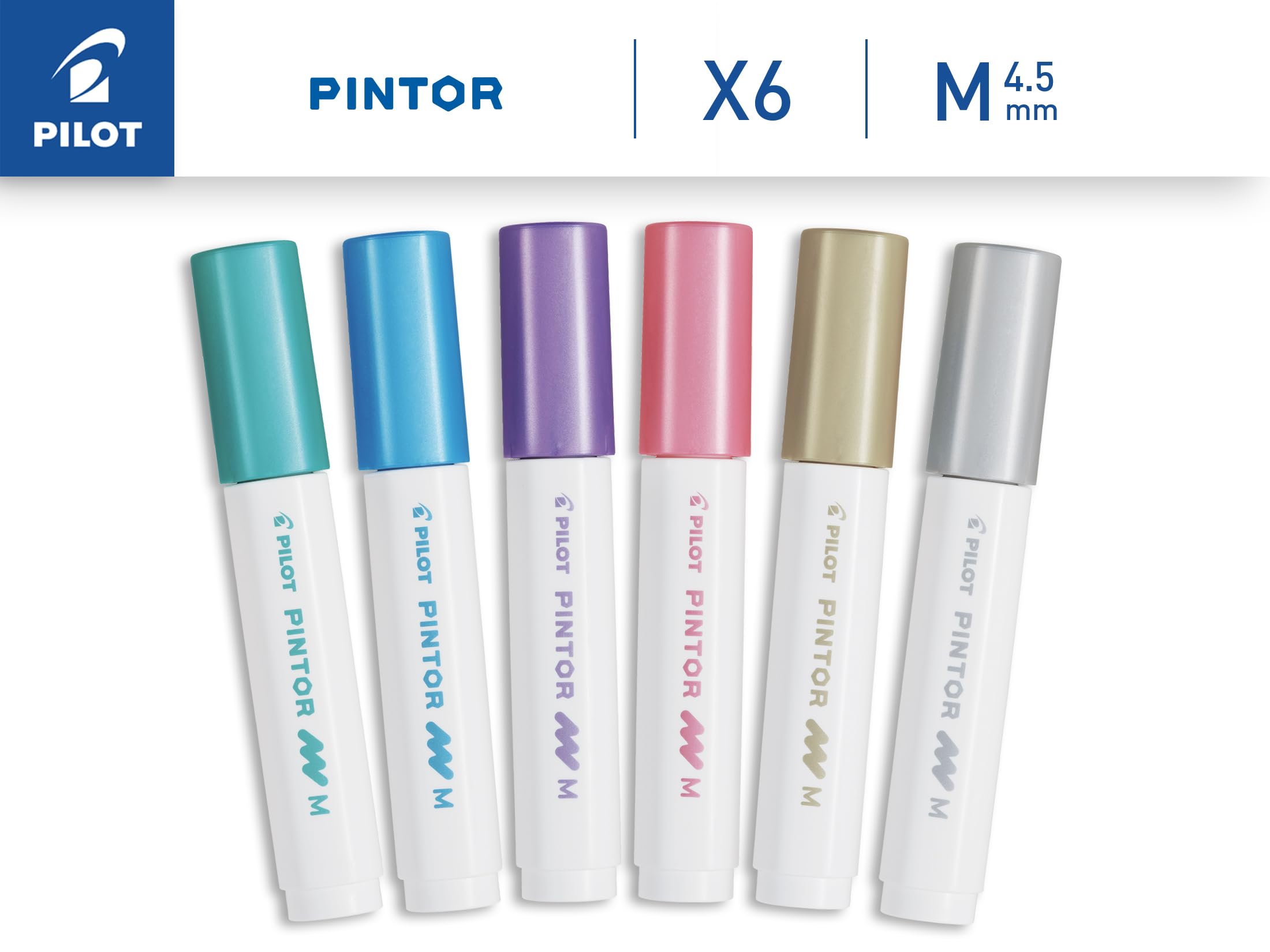 pilot-pintor-m-tal-pochette-de-6-marqueurs-peinture-pointe-moyenne-couleurs-m-ta image 2