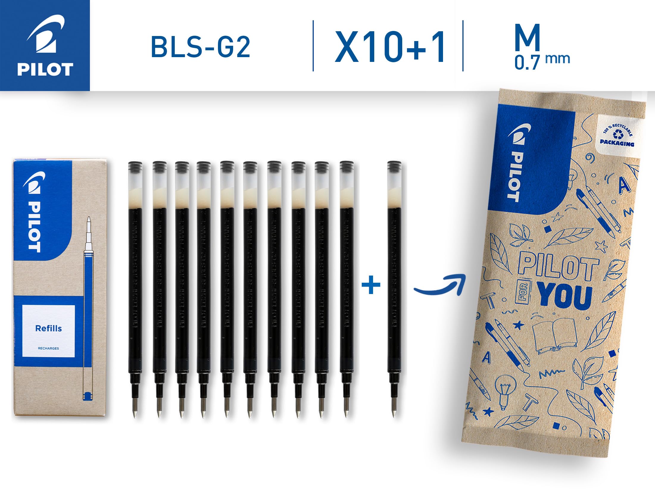pilot-g2-recharges-roller-gel-bls-g2-7-pointe-moyenne-0-7-mm-noires-lot-de-10-1- image 2