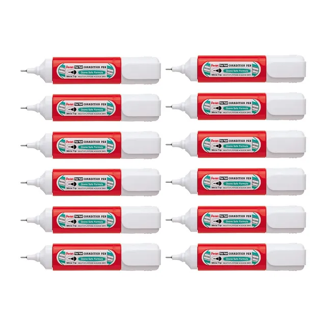 pentel-zlc31-wf-lot-de-12-correcteurs-liquides-12-ml-pointe-microfine image 1