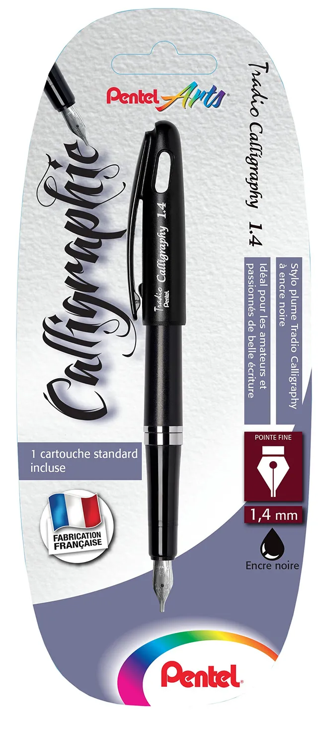 pentel-tradio-calligraphy-stylo-plume-calligraphie-1-4-mm-noir image 1