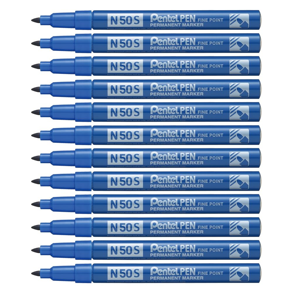 pentel-pen-n50xl-marqueur-permanent-extra-large-biseaut-lot-de-6-bleu image 4