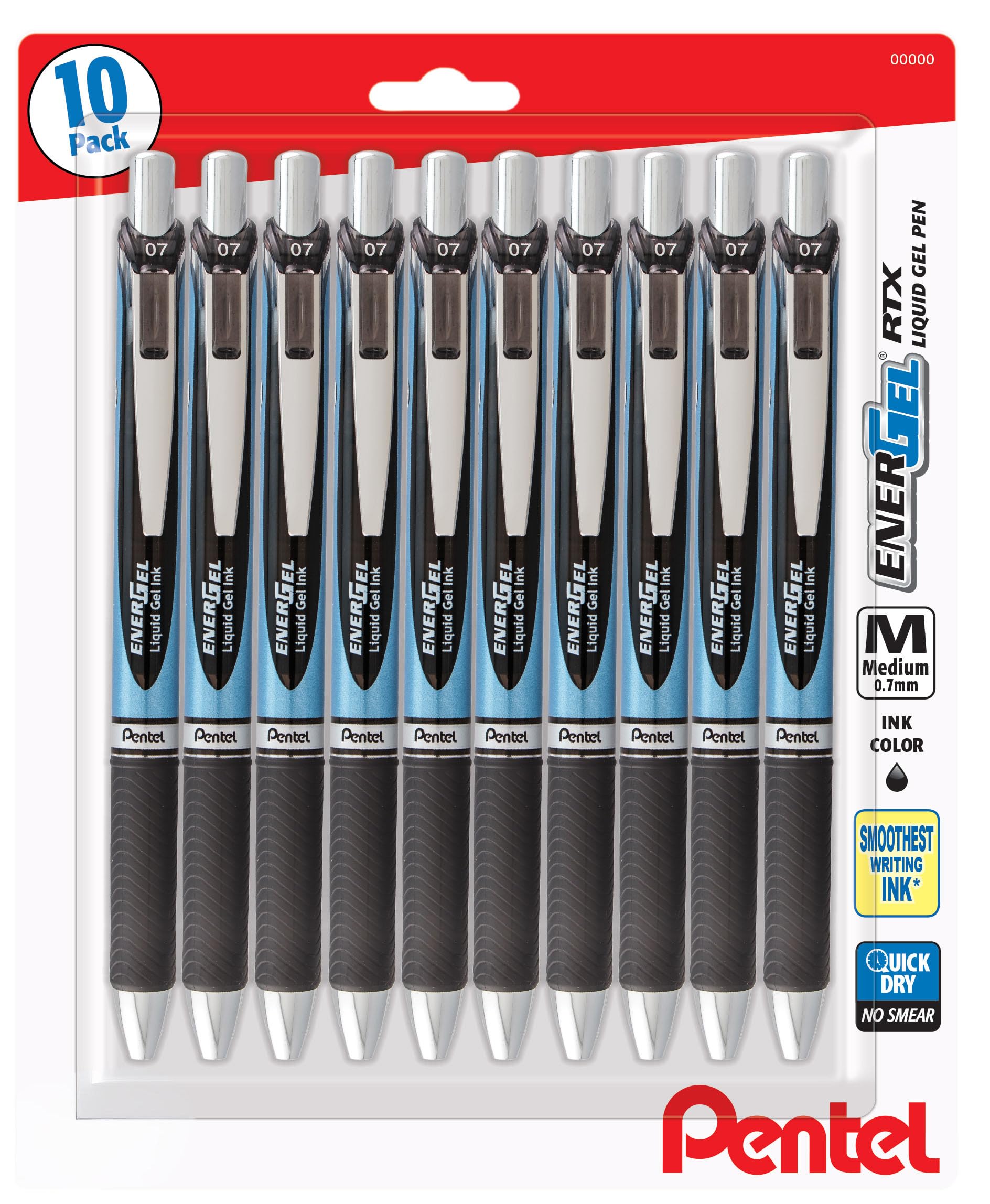 pentel-energel-rtx-roller-gel-r-tractable-0-7-mm-noir-lot-de-10 image 1