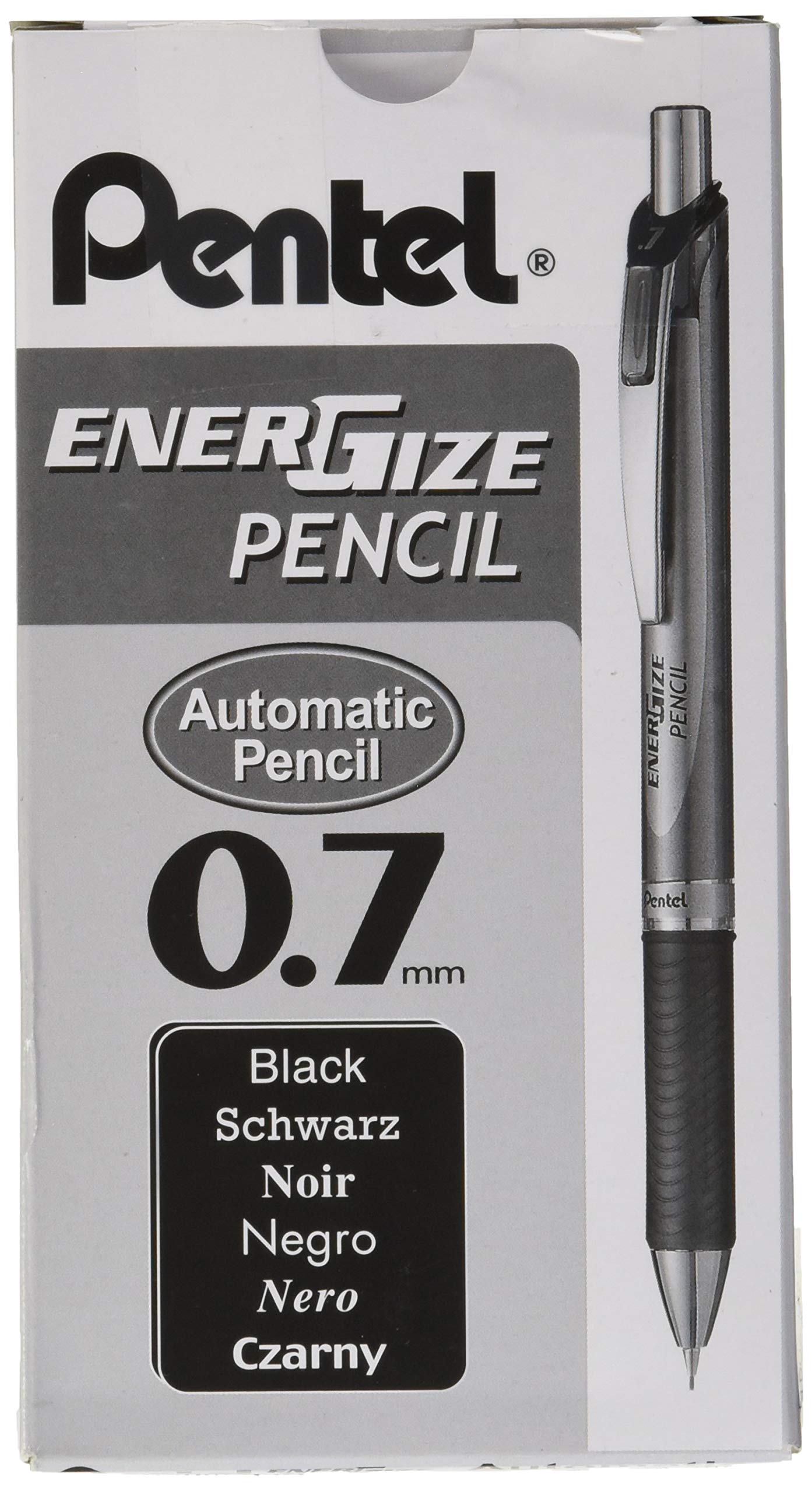 pentel-pl77-a-porte-mine-0-7-mm-aluminium-noir-lot-de-12 image 1