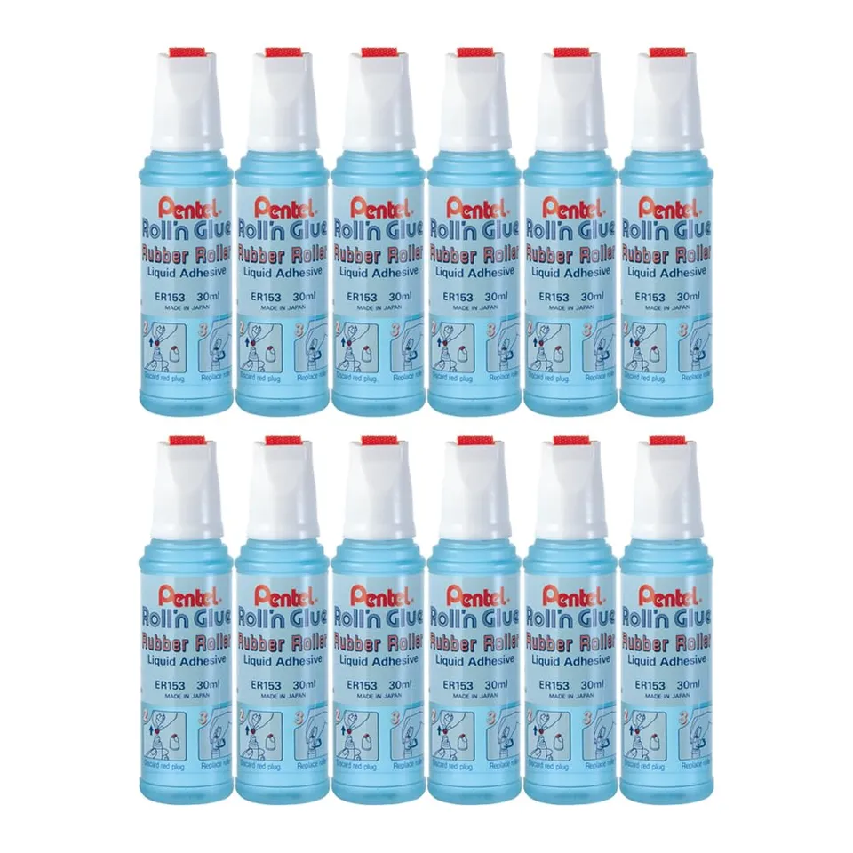 pentel-er153-s-roll-n-glue-lot-de-12-colles-liquides-transparentes-et-inodores-3 image 1