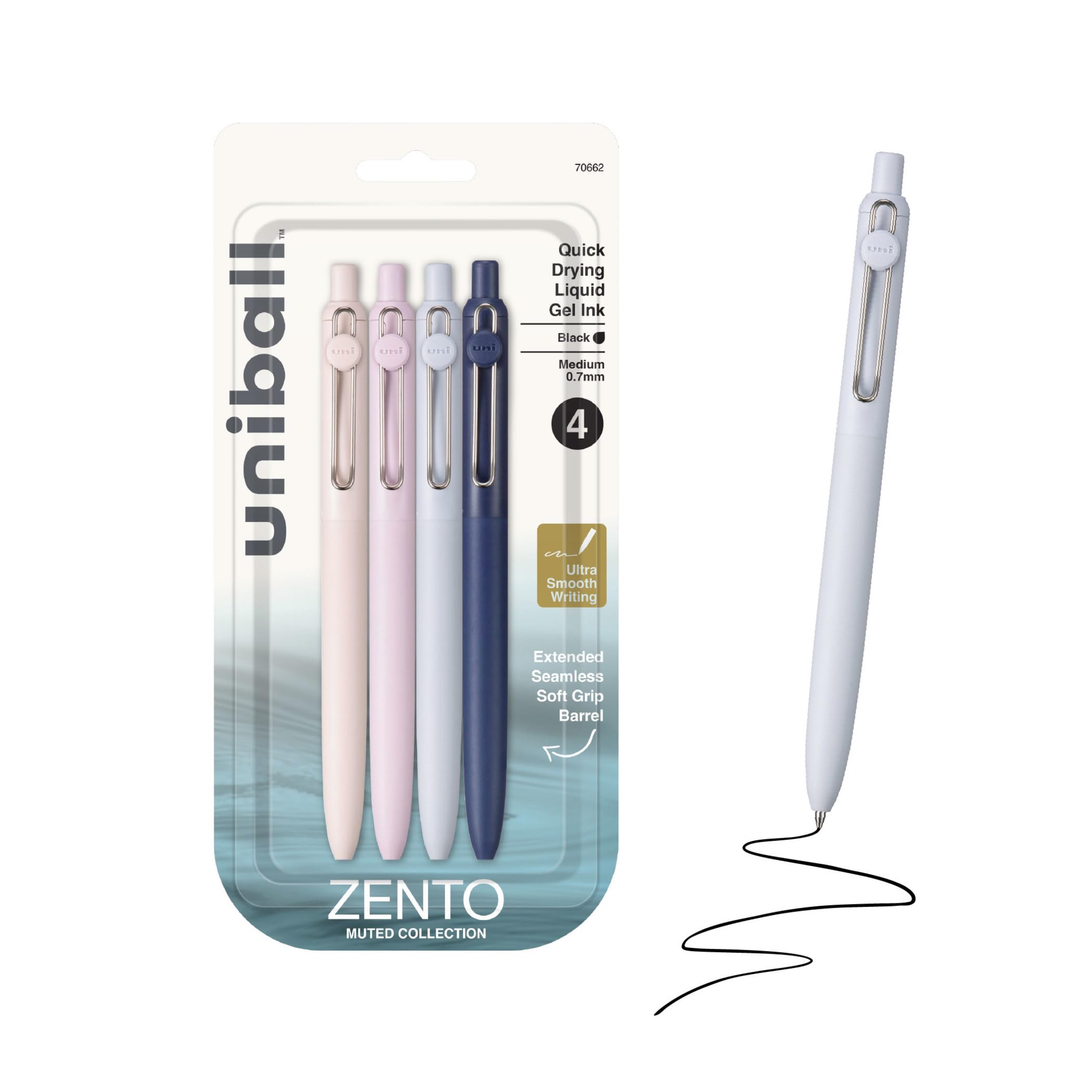 uni-ball-zento-stylo-gel-r-tractable-0-7-mm-lot-de-4-couleurs-discr-tes image 1