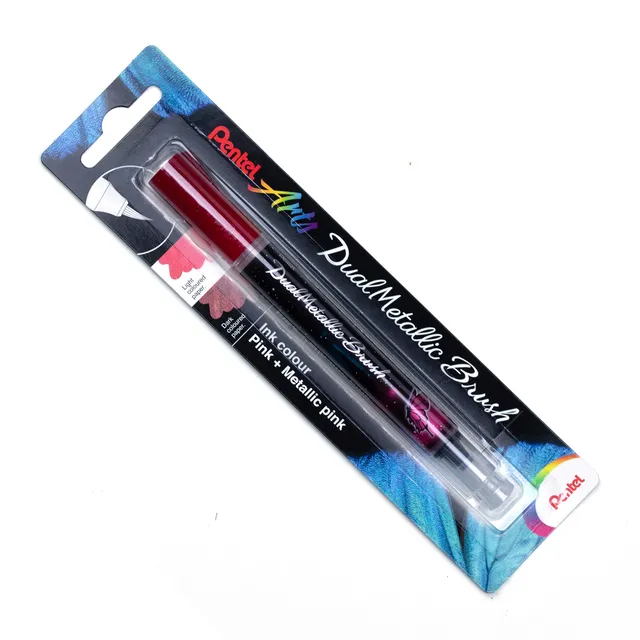 pentel-arts-dual-metallic-brush-xgfh-feutre-pinceau-gel-rose-rose-m-tallique image 1