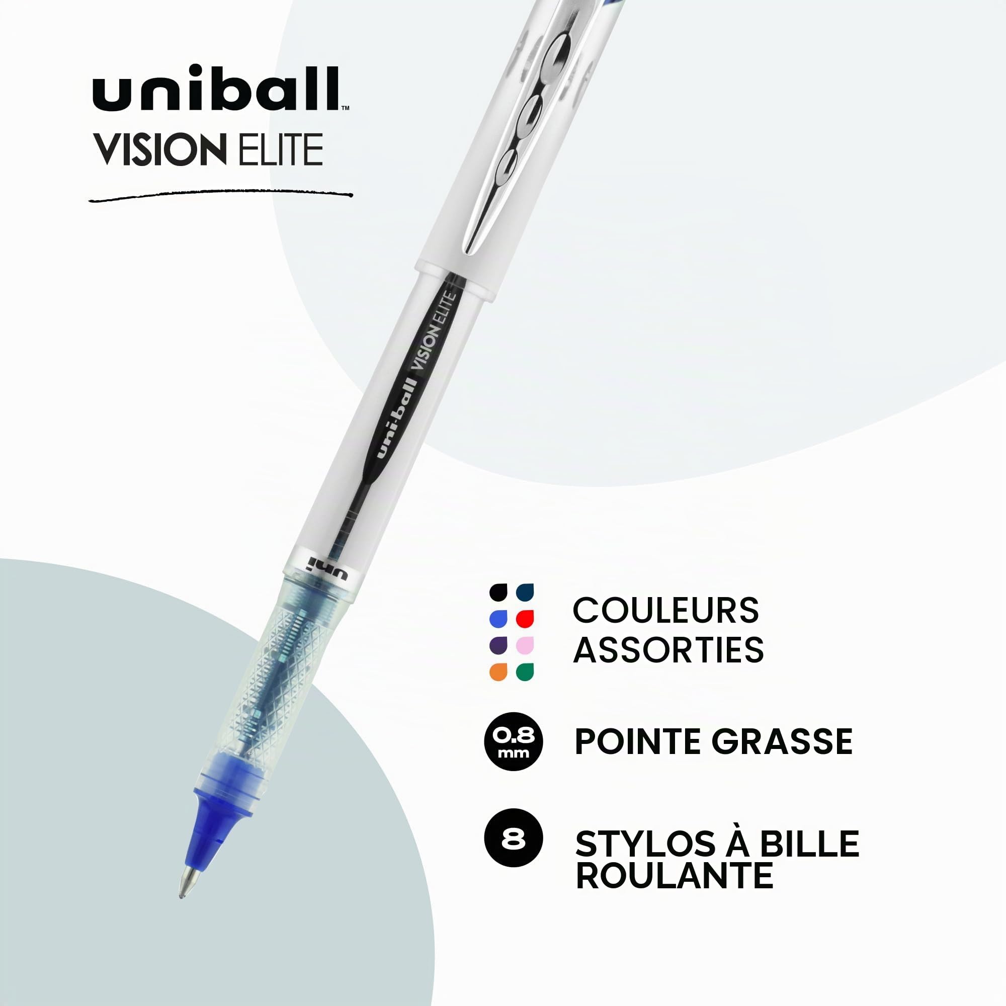 uni-ball-vision-elite-roller-encre-liquide-0-8-mm-anti-fraude-et-anti-fuite-avio image 3