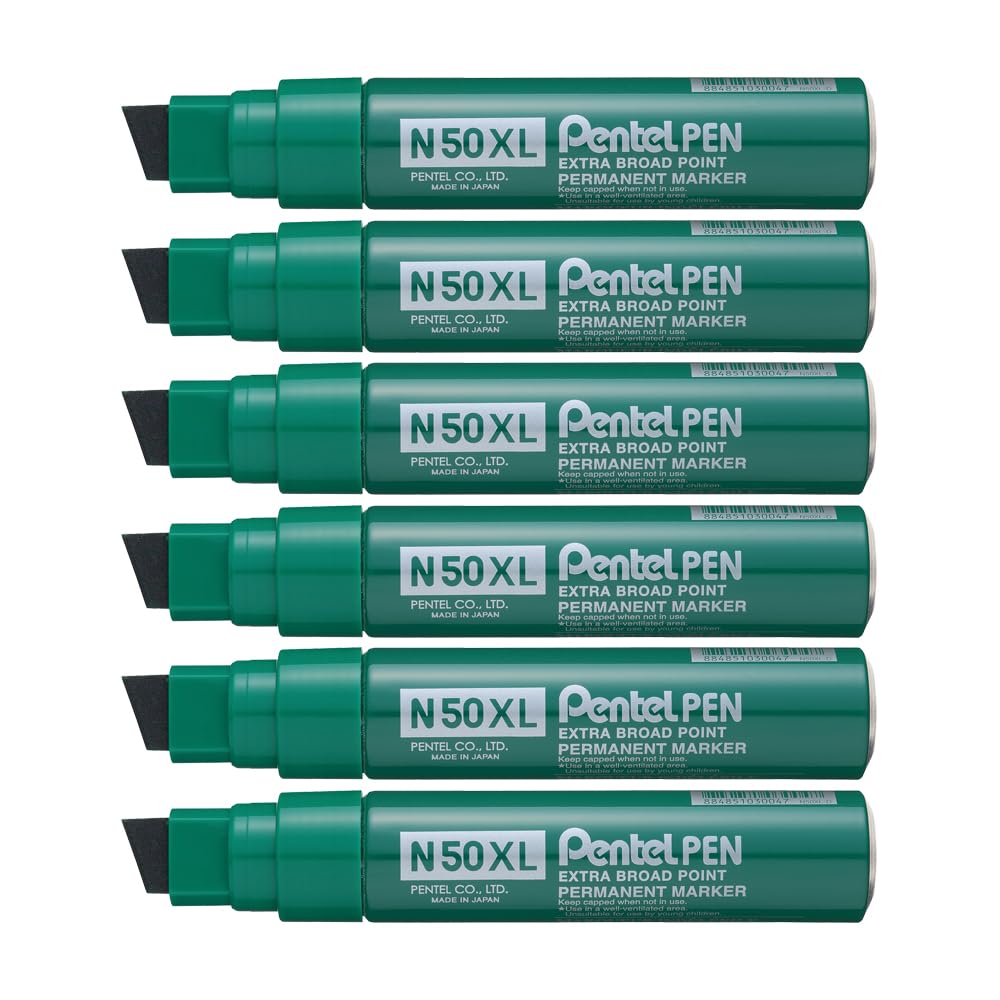 pentel-pen-n50xl-marqueur-permanent-extra-large-biseaut-lot-de-6-bleu image 2
