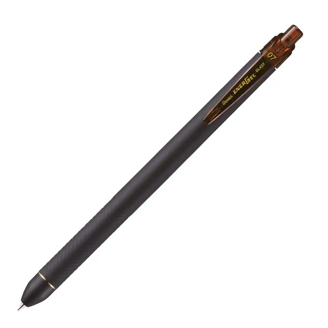 pentel-energel-stylo-roller-r-tractable-0-7-mm-marron-corps-noir-mat image 1