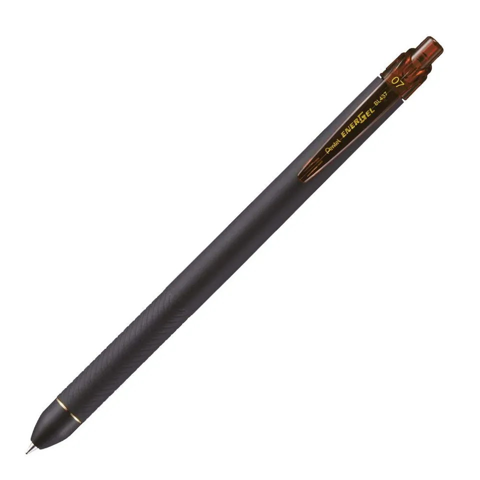 pentel-energel-stylo-roller-r-tractable-0-7-mm-marron-corps-noir-mat image 1