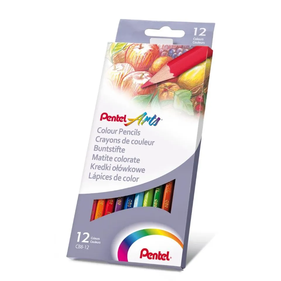 pentel-tui-12-crayons-de-couleur-hexagonaux-couleurs-assorties image 1