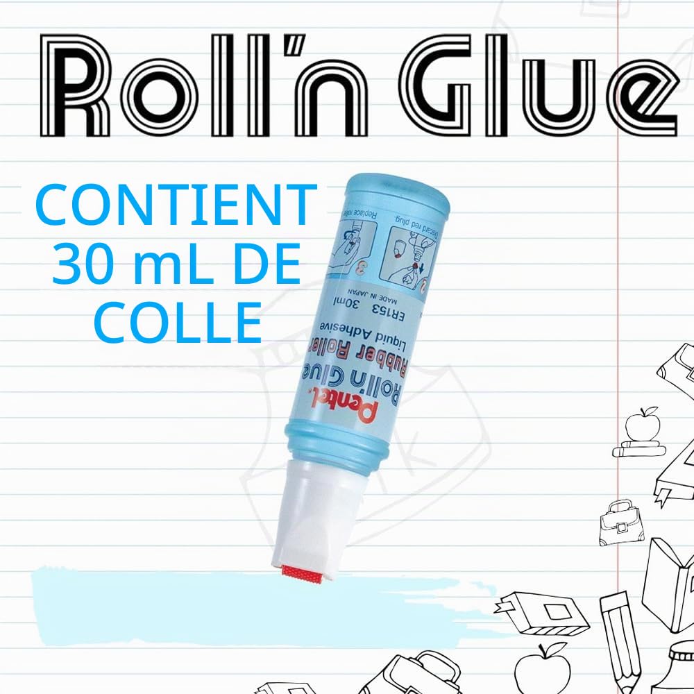 pentel-er153-s-roll-n-glue-lot-de-12-colles-liquides-transparentes-et-inodores-3 image 4