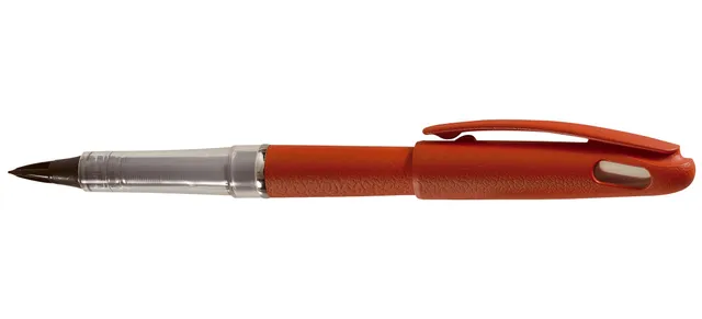 pentel-tradio-lot-de-12-feutres-plume-rechargeables-noir-corps-cuir-vermillon-0- image 1