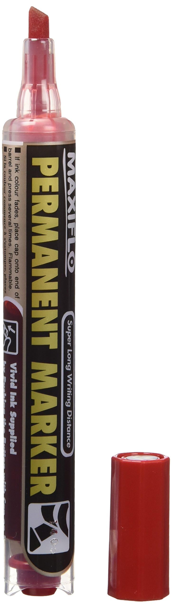 pentel-maxiflo-nlf60-bo-marqueur-permanent-bouton-poussoir-pointe-biseaut-e-roug image 2