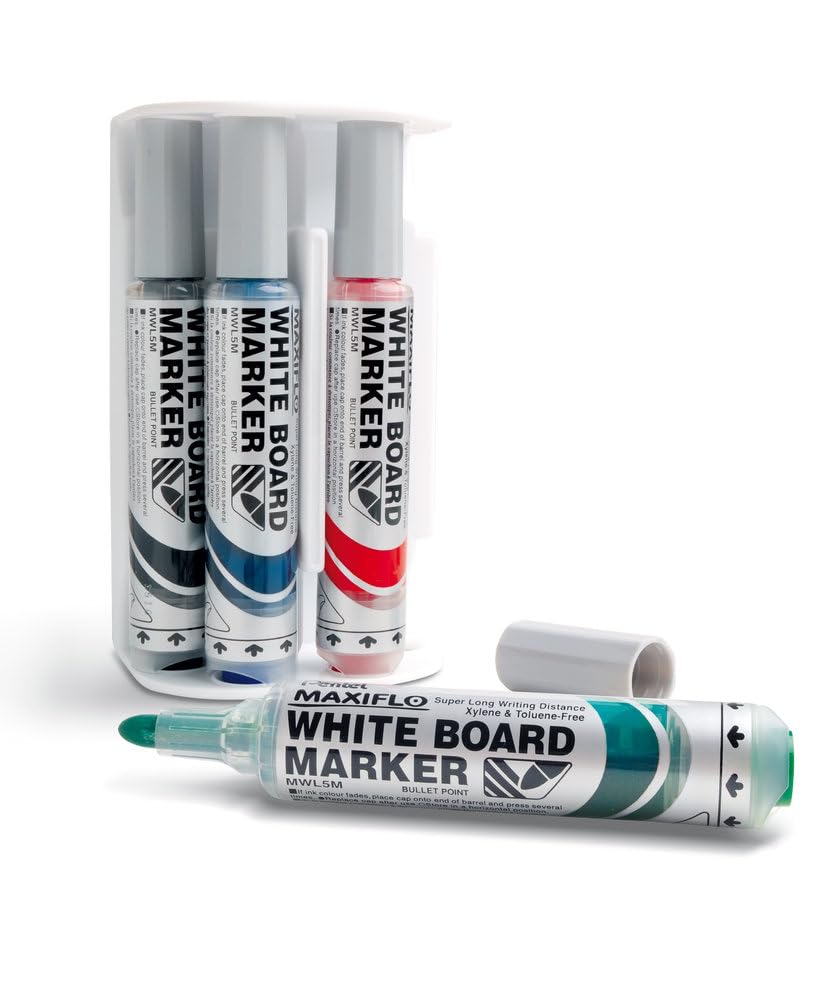 pentel-maxiflo-kit-tableau-blanc-brosse-effaceur-4-marqueurs-pointe-conique-6-mm image 5