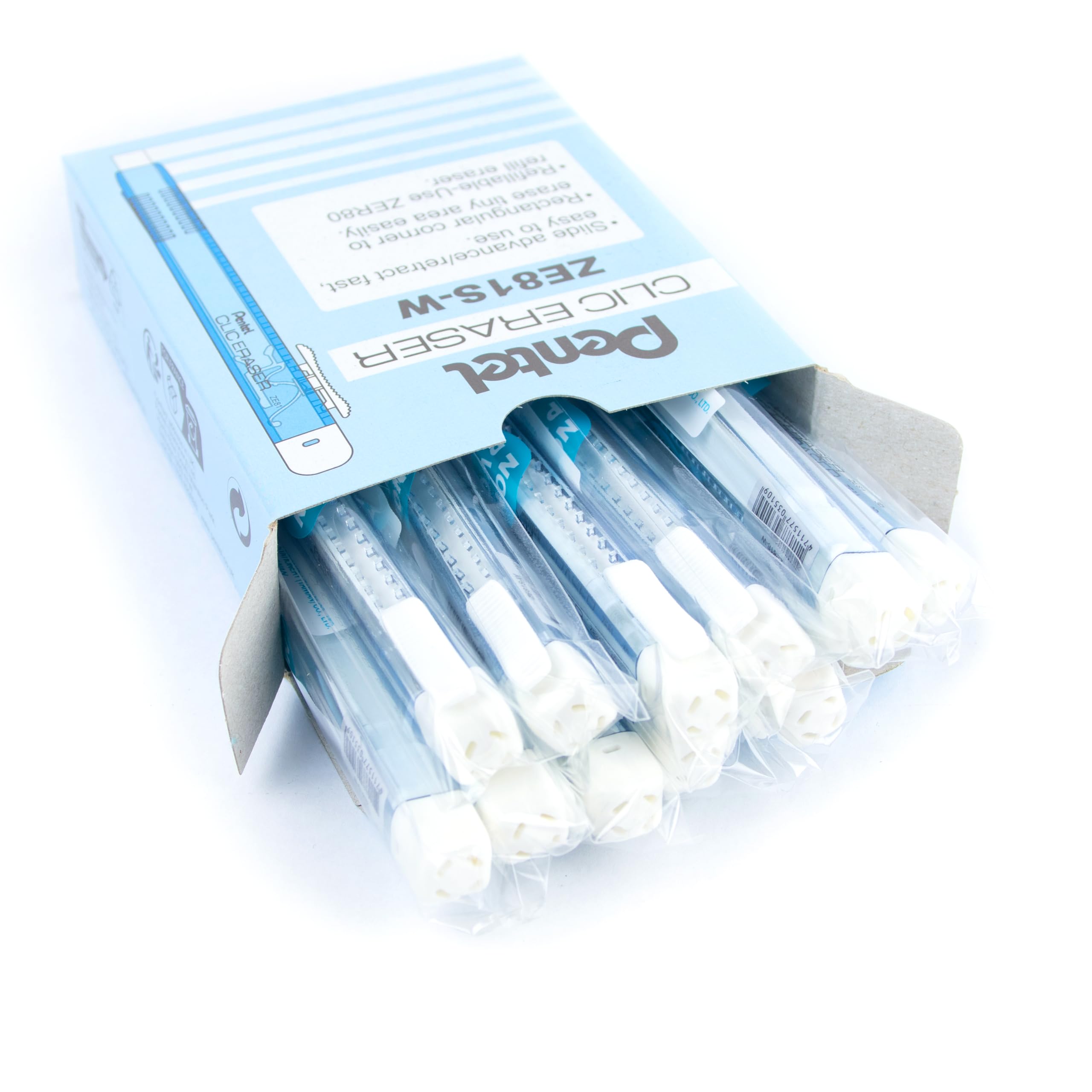 pentel-clic-eraser-ze81-stylo-gomme-rectangulaire-rechargeable-corps-bleu-ciel-t image 2