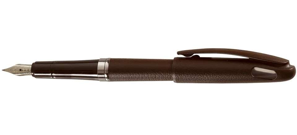 pentel-tradio-stylo-plume-rechargeable-encre-bleue-corps-fa-on-cuir-chocolat-lot image 1