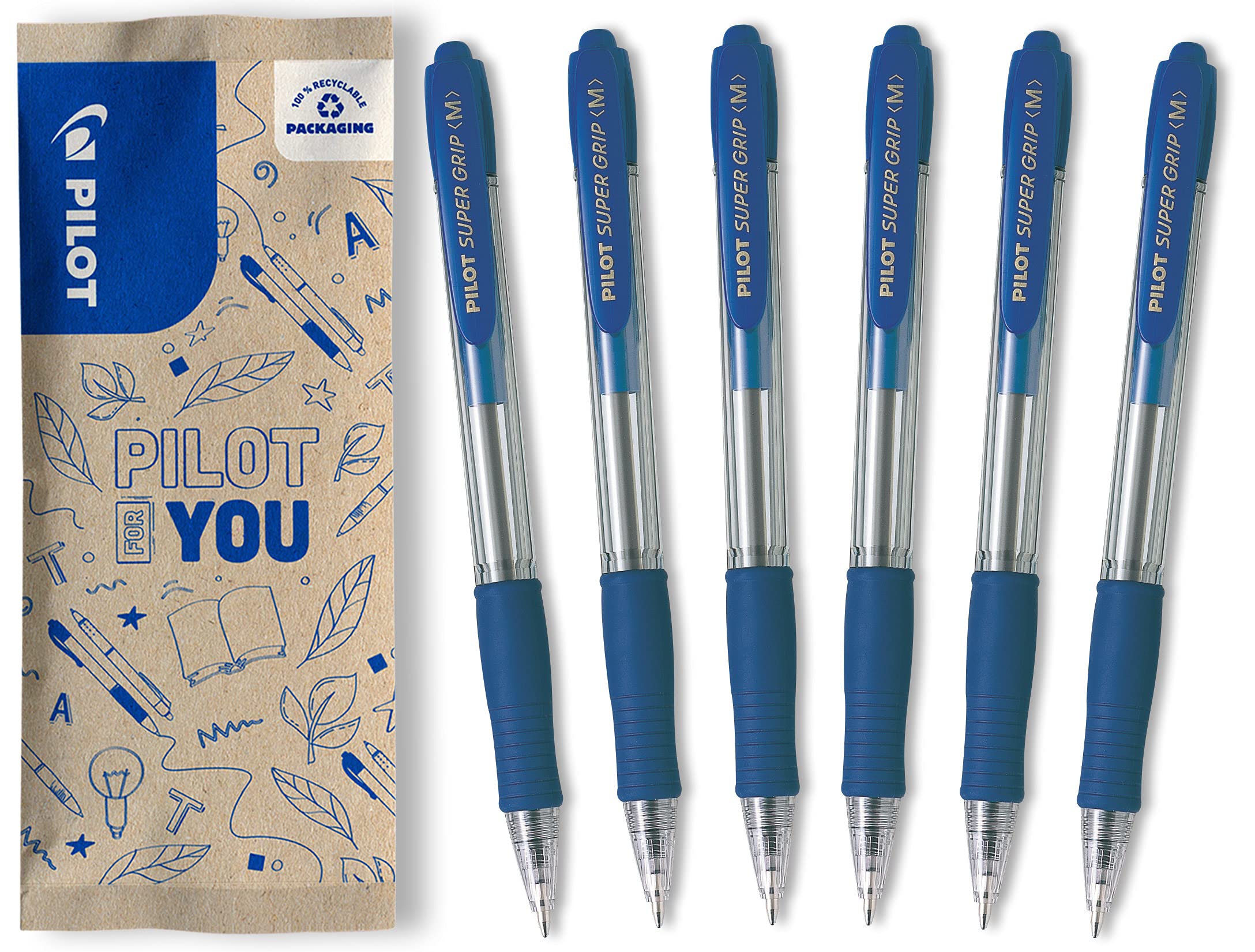 pilot-super-grip-stylo-bille-r-tractable-rechargeable-noir-pointe-moyenne-lot-de image 8