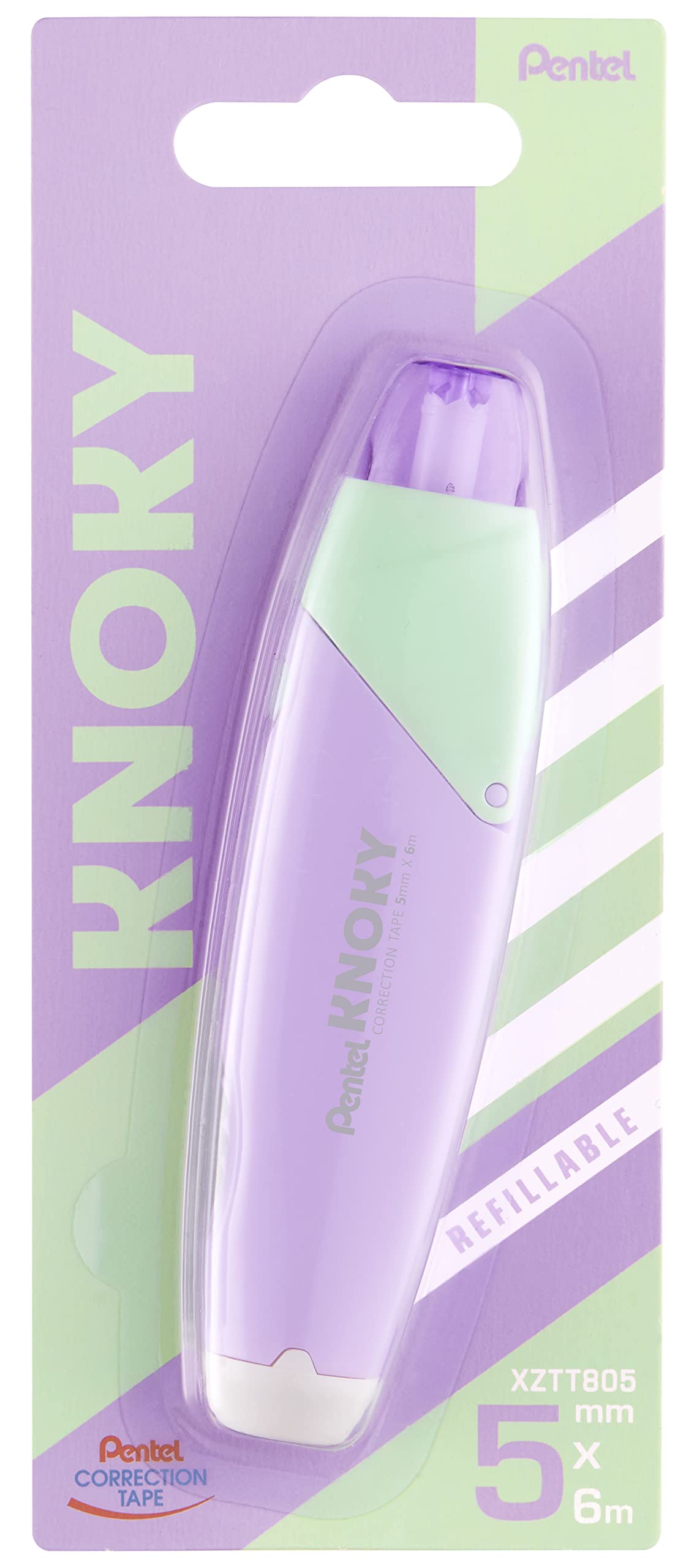 pentel-knoky-xztt805-ruban-correcteur-r-tractable-rechargeable-5-mm-x-6-m-violet image 1